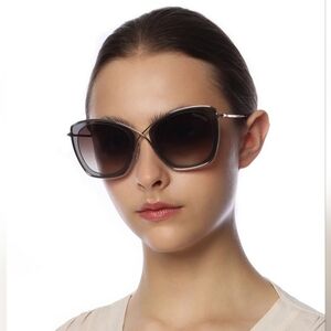 Tom Ford Pale Gold Tone/ Brown Gradient TF605 India 02 Butterfly Sunglasses